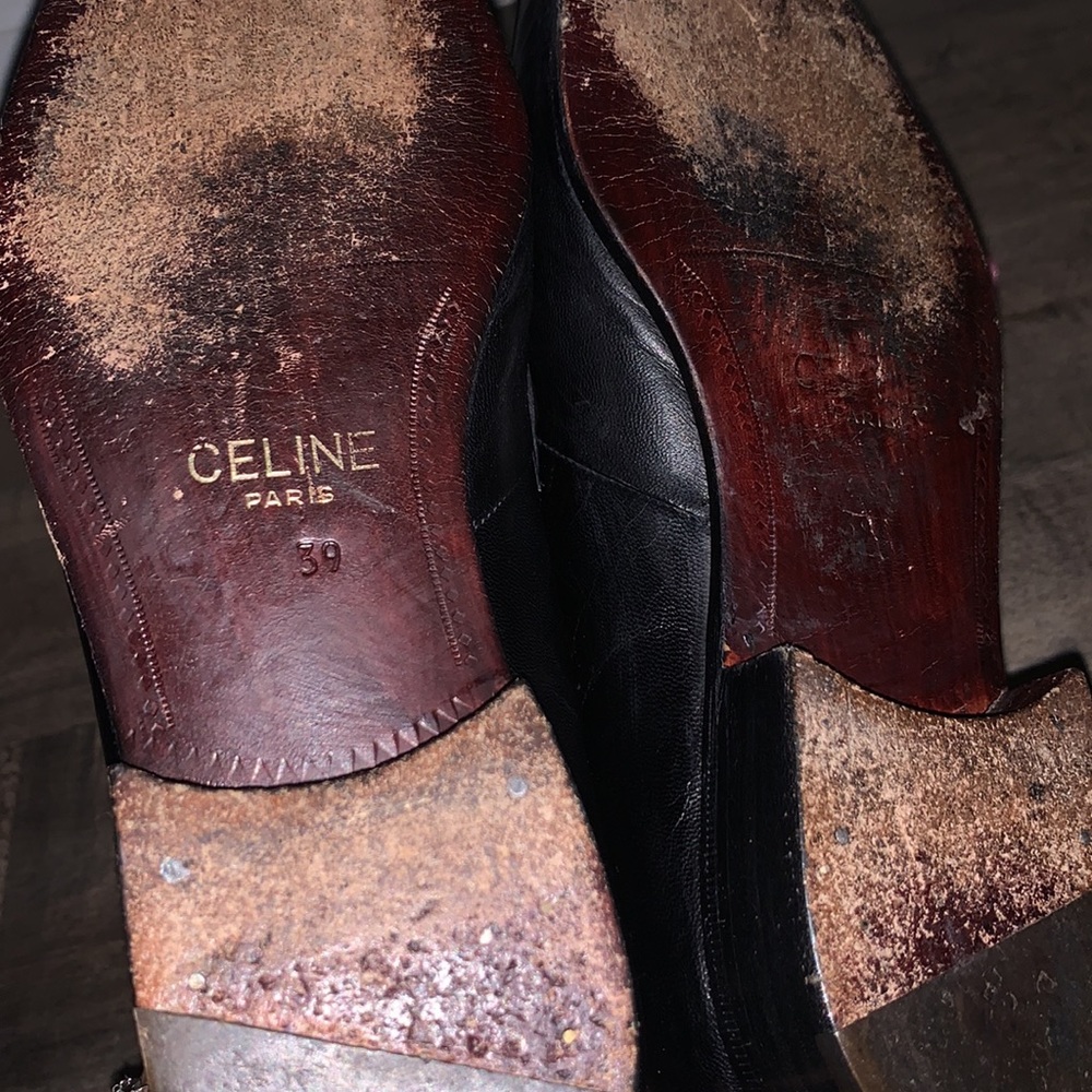 CELINE BLACK LEATHER LOAFERS - Picture 6 of 9